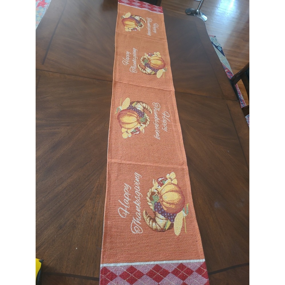 Thanksgiving Fall Harvest Tapestry Needlepoint Table Runner-Pumpkins & Gourds